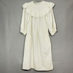 VTG 70s Prairie Cottagecore Dress Size 9/10 Midi Ruffle Yoke Romantic Victorian